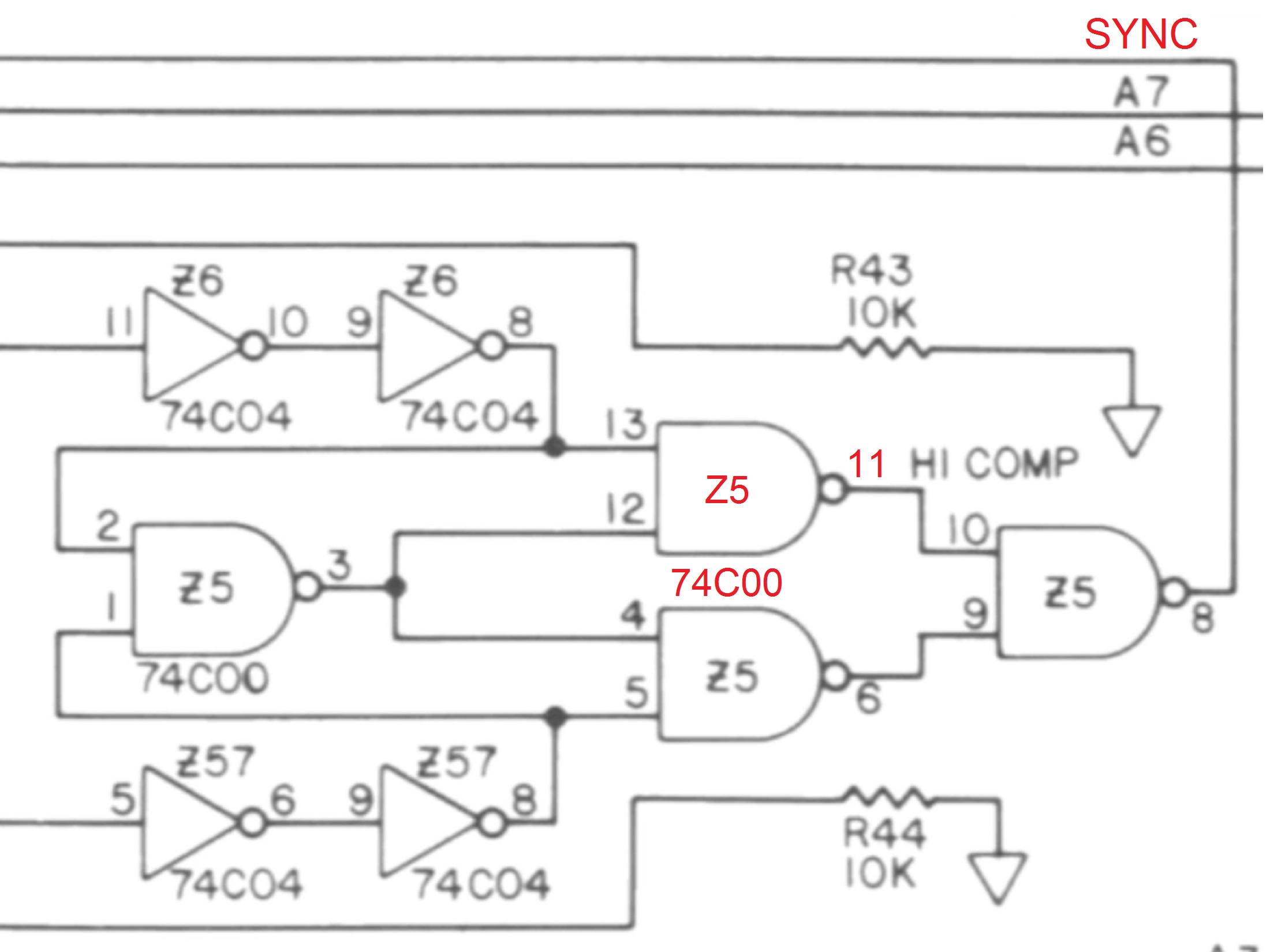 Radio Shack TRS-80 Model I: 26 - Esquematico sincronismo