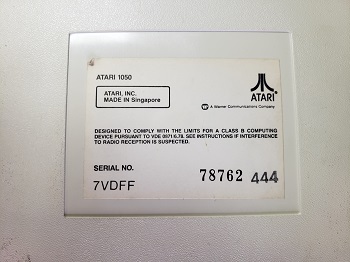 Atari 1050: Etiqueta - 7VDFF78762