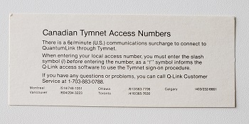Commodore C1660: Canadian Tymnet Access Numbers - 181159