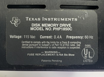 Texas Instruments PHP1850C (Externa): Etiqueta SN 1