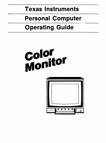 Texas Instruments PHA4100: Color Monitor Manual