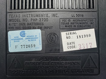 Texas Instruments PHP2700 Negro: Etiqueta 181980