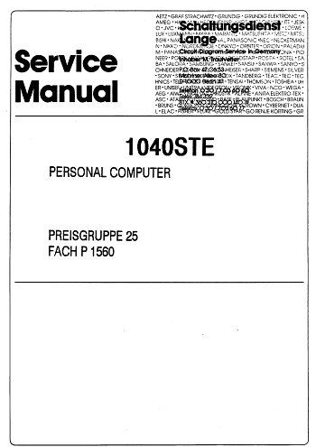Atari 1040ST: Service Manual 1040STE